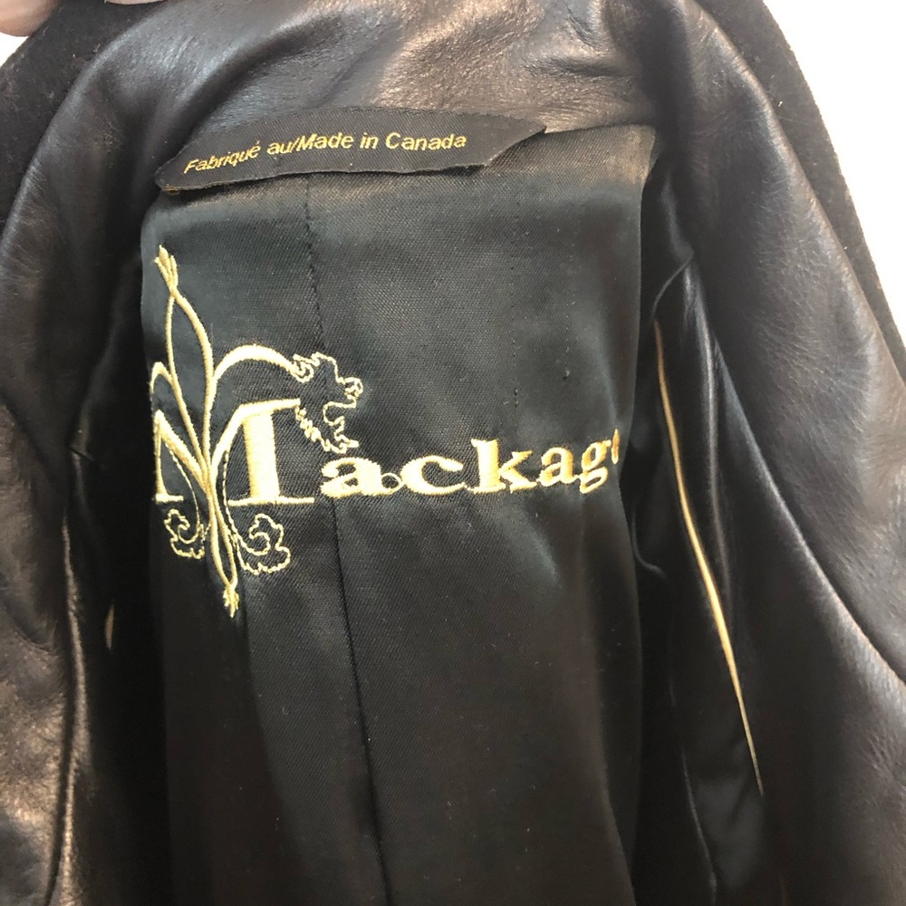 Mackage black wool, cashmere, and leather coat - Picture 6 of 9